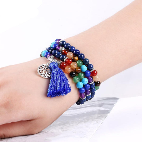 Beaded Rainbow Lapis Lazuli Bracelet